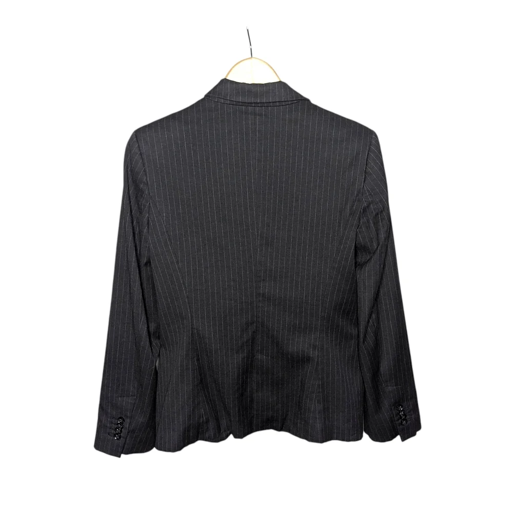 Zara Blazer Women's Large Black Pinstripe Tailored Structured Office Workwear - Picture 2 of 16